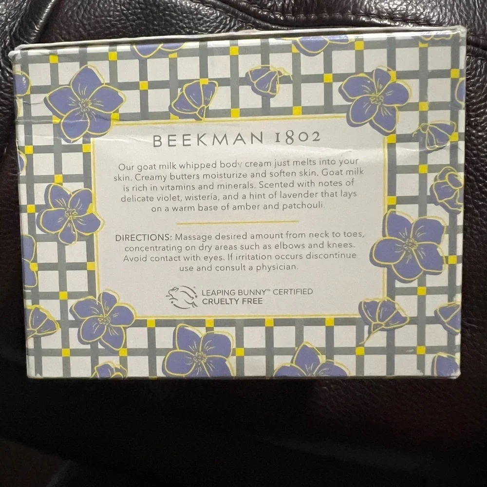 BEEKMAN 1802 “VIOLET & WISTERIA” WHIPPED BODY CREAM. 16oz. NEW SEALED - Picture 2 of 4